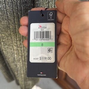 NEW Tommy Hilfiger Metallic Silver Long Sleeve Dress